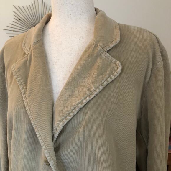 Vintage Y2K Tan Corduroy Blazer Jacket 98% Cotton Soft Tailored Fit 2000s - Picture 2 of 10